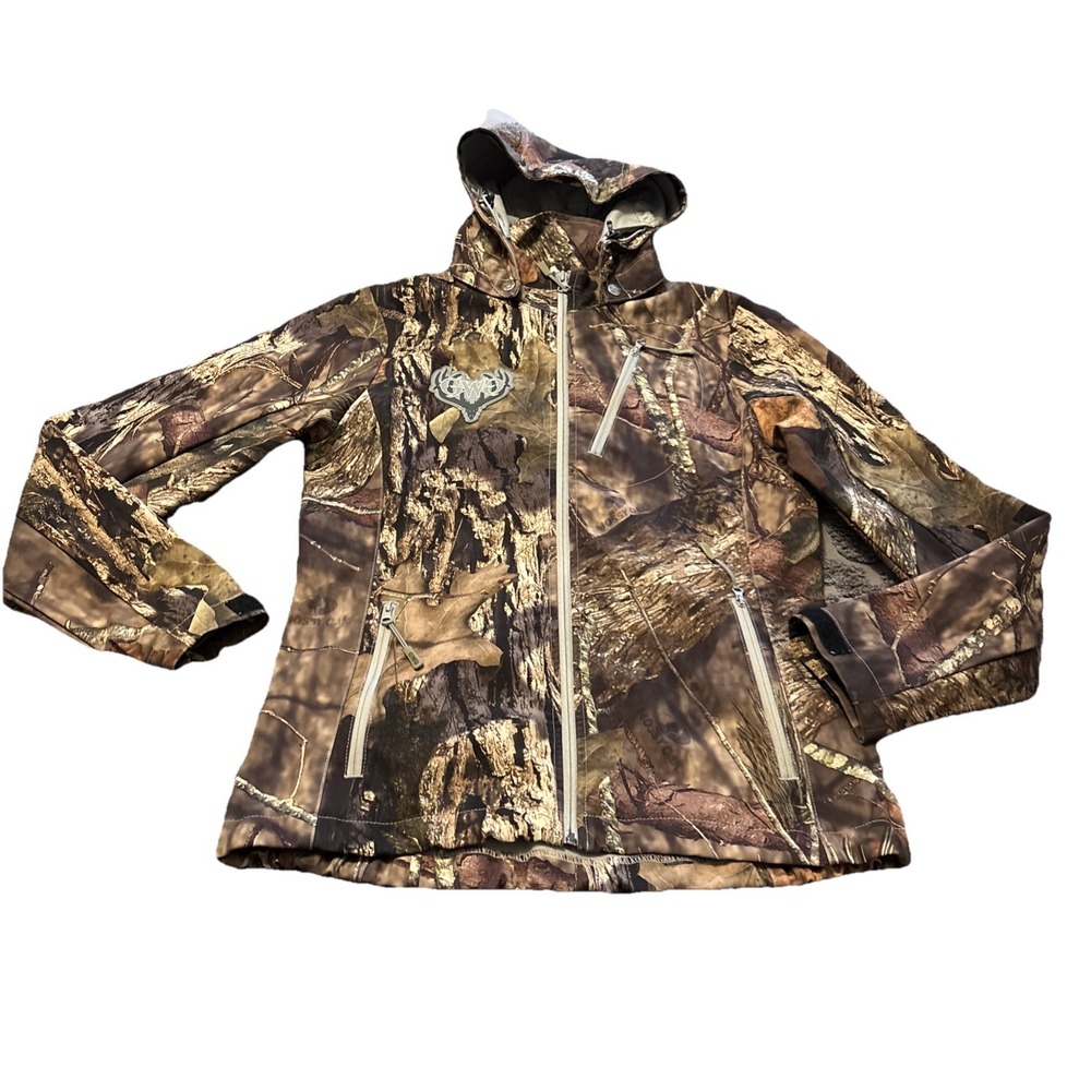 Girls With Guns GWG Women's Medium Camo Hunting Jacket Detachable Hood Full Zip